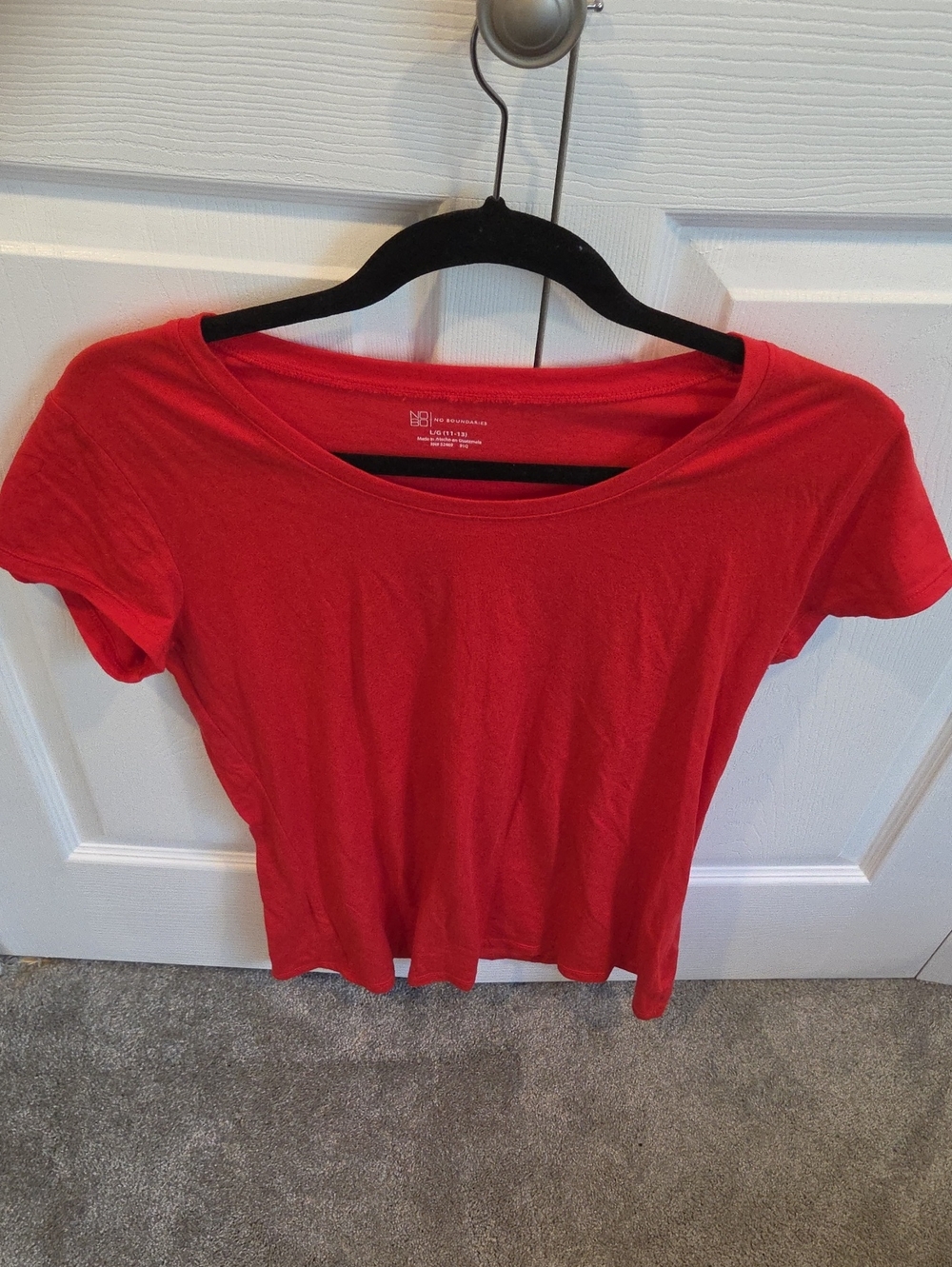 No Boundaries Red Scoop Neck Short Sleeve Tee